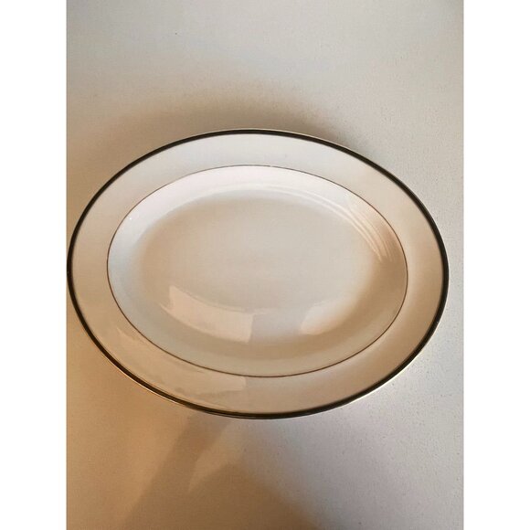 Vintage Royal Doulton 13" Oxford Green Oval Serving Platter Gold and Green Trim - Picture 1 of 3